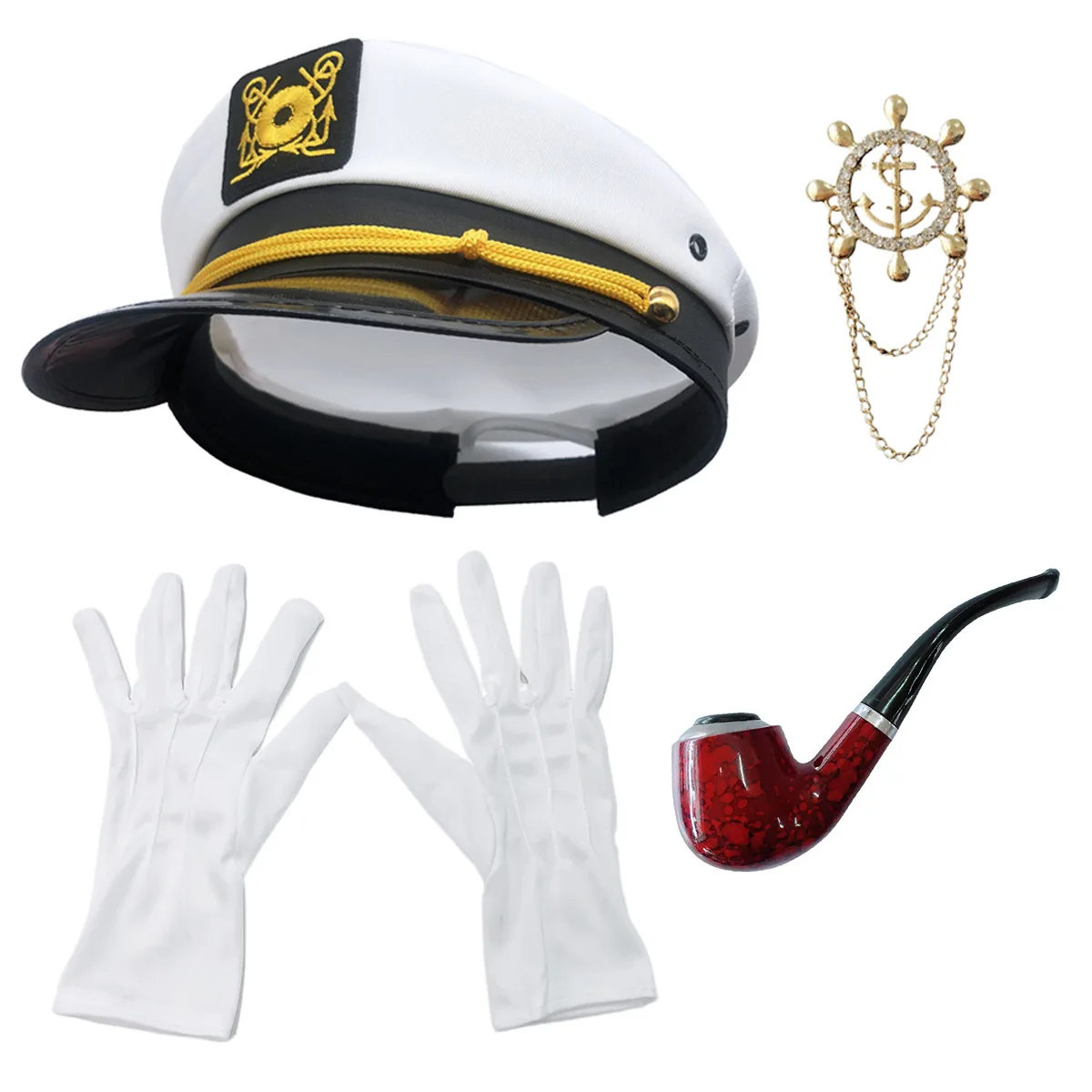 Festival Party Cosplay Marine-Kapitän Verkleidungs-Kostüm Zubehör Matrosen-Rollenspiel Hut-Set – Detail 7