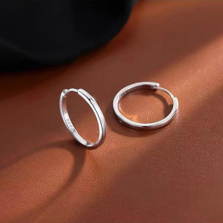 

Silver Color 16/18/20mm Geometric Minimalist Round Hoop Earrings for Fashion Women Trendy Fashion Jewelry Accessories