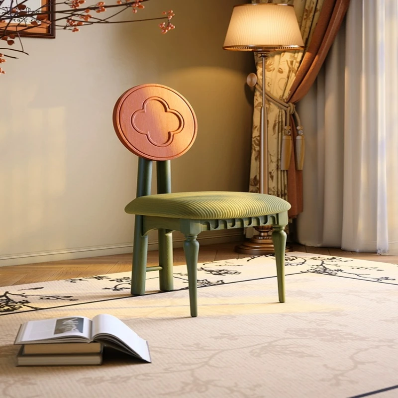 

Solid wood dining chair French antique dining chair Small apartment restaurant household back chair