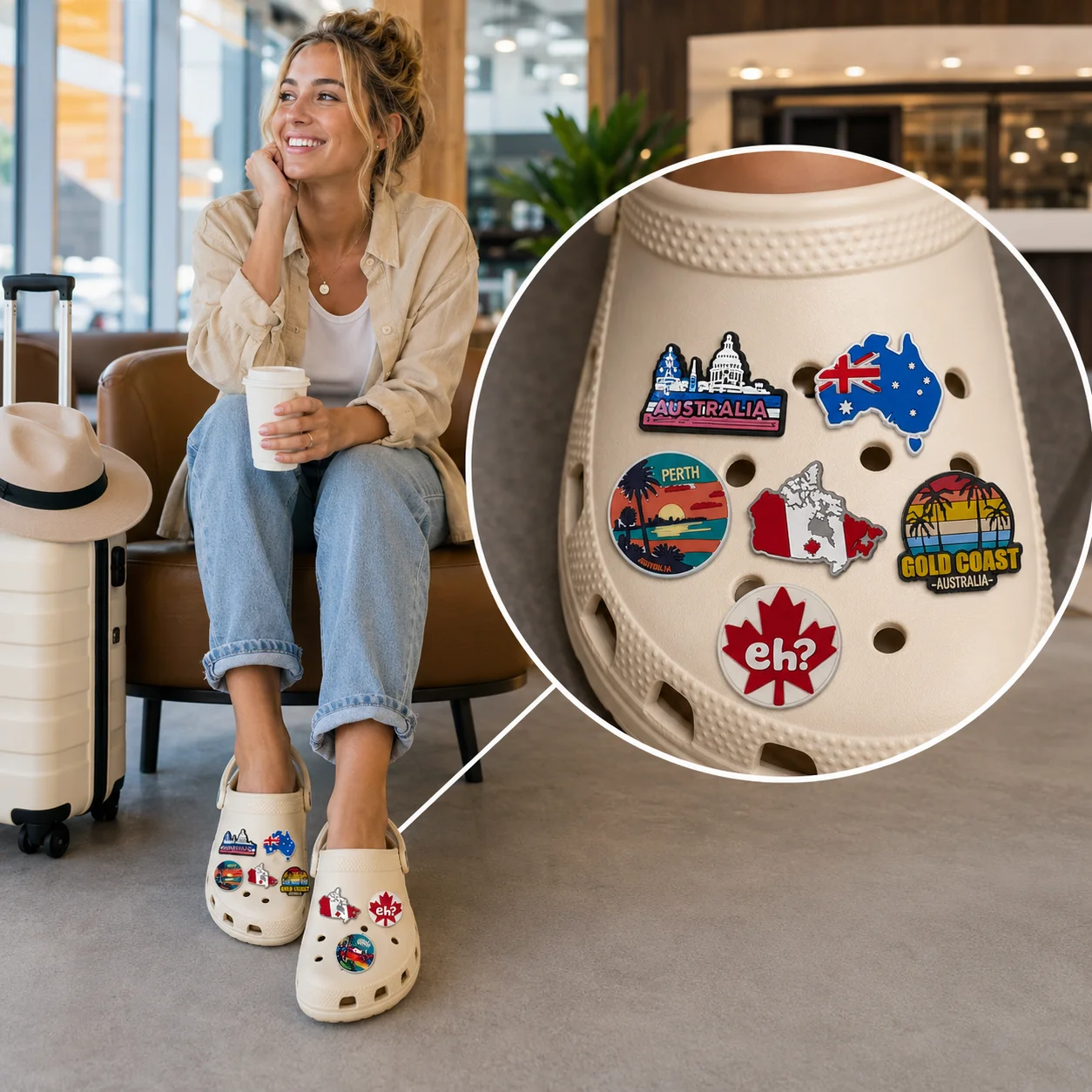 1/31PCS Map Architecture Series Shoe Charms, White House Colosseum Charm for Shoes, Statue Sandals Clogs Buckle Accessories