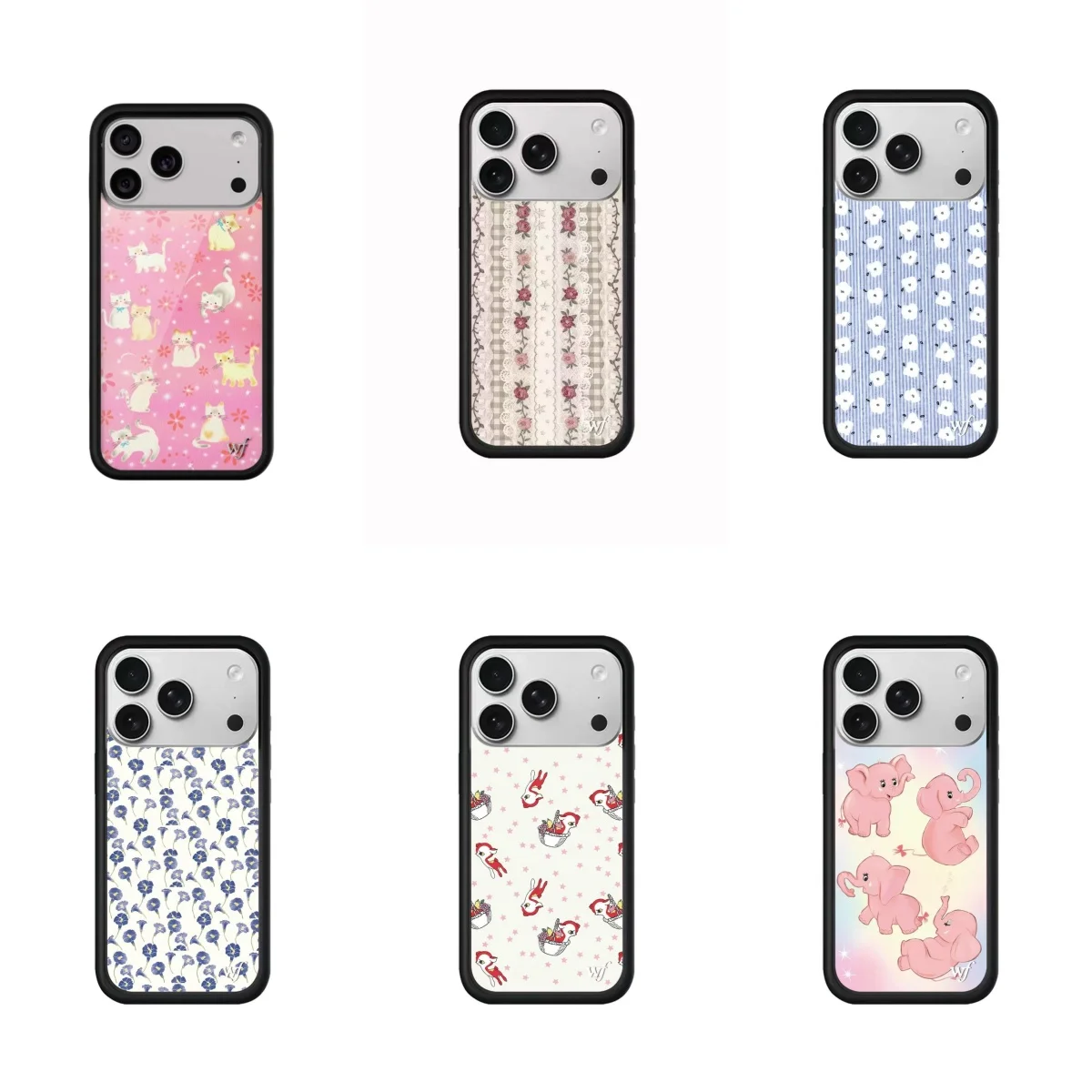Wildflower ins Kitten elephant Phone Case for iPhone 11 12 13 14 15 16 17 Pro Max Plus air Sweetheart Deer floral print Cover