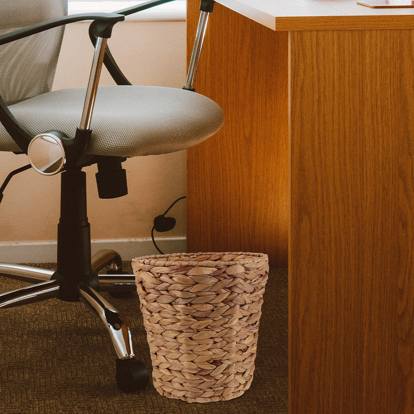 

Wicker Trash Can Handwoven Natural Seagrass Slim Decorative Waste Bin for Bedroom Bathroom Office Kitchen Compact Breathable