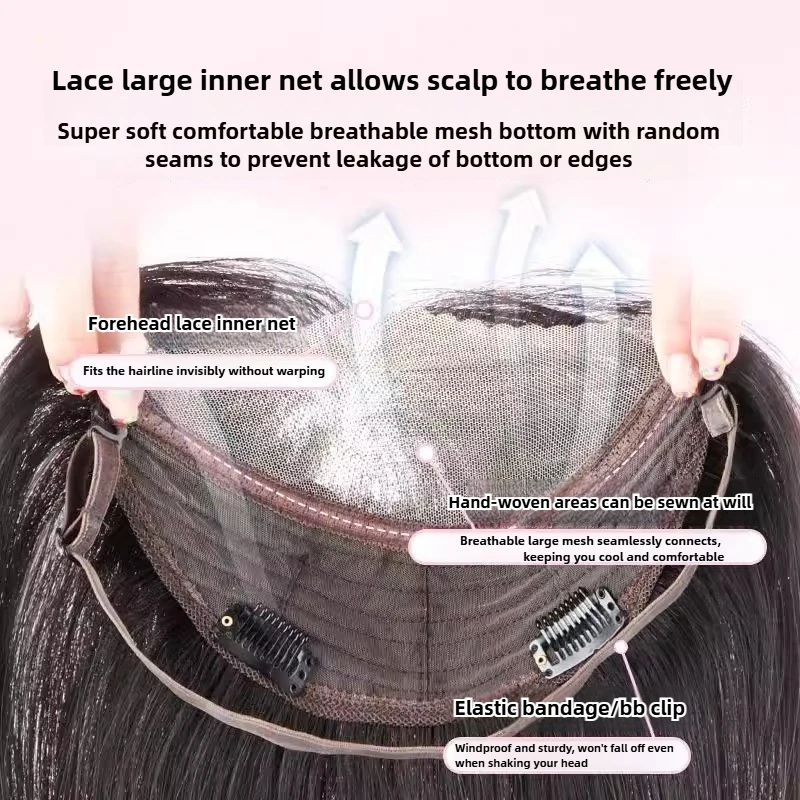 Peças de peruca superior para mulheres fechamento sintético casual levantamento de cabelo tecido à mão renda meio divisão franja para substituição de cabelo