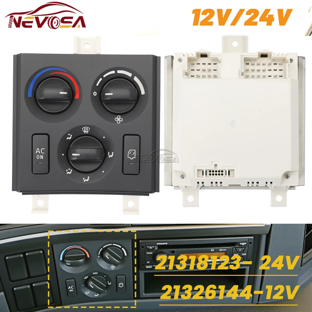 

12V 24V Truck Volvo FM FH FM420 VNL Switch Panel A/C Climate Heater Control Combined Switches Air-Conditioning 21318123 21326144