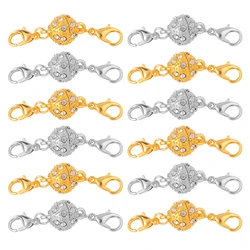 2set Magnetic Lobster Clasps Buckle Hook Round Ball Crystal Beads Connector for Bracelet Necklace DIY Jewelry Making Accessories