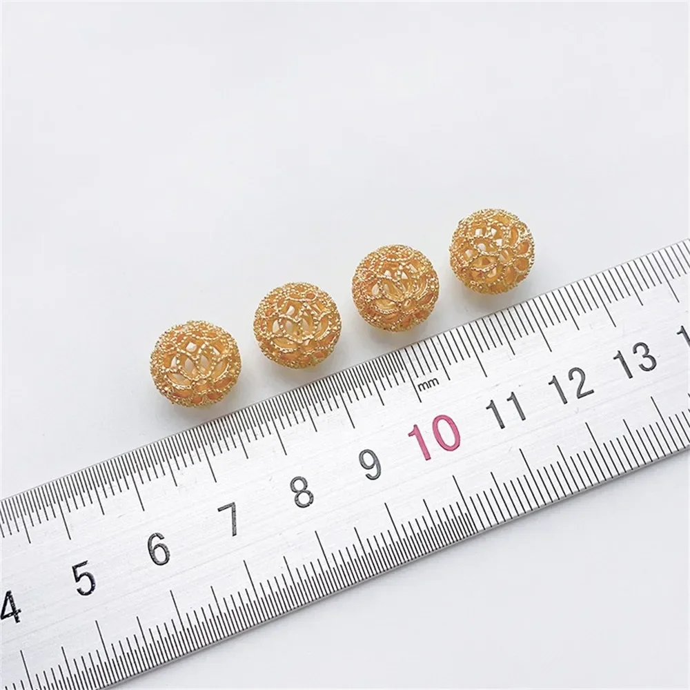 14K Gold-plated Hollow Out 2-in-1 Batch Flower Lotus Ball Handmade DIY Bracelet Necklace Ear Accessory Material Accessories
