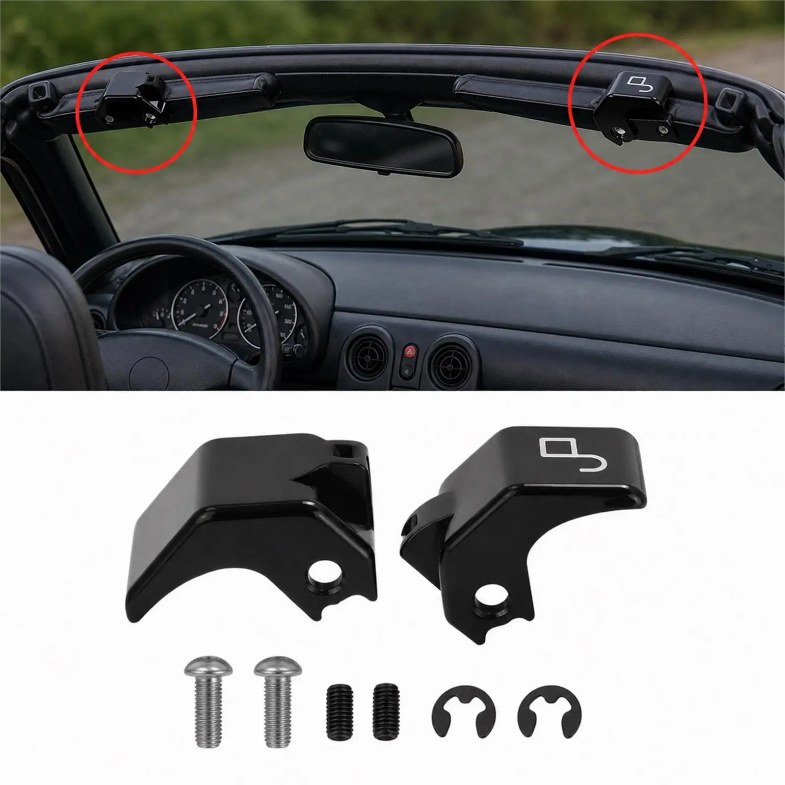 Convertible Top Latch Lock Kit Adjustable Aluminium Alloy Sturdy Accessories for Mazda Miata MX 5 1990 2005