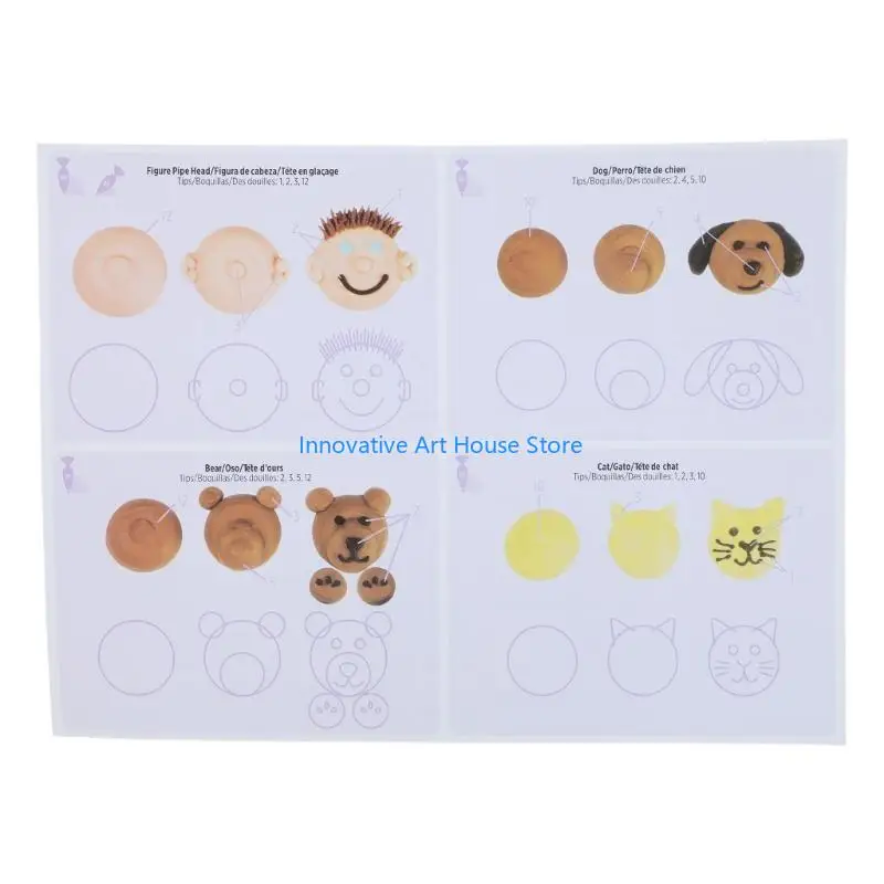E1PC Unique Cake Pipe Practice Templates Pastes Fondant Decorating Pipe Cardboards