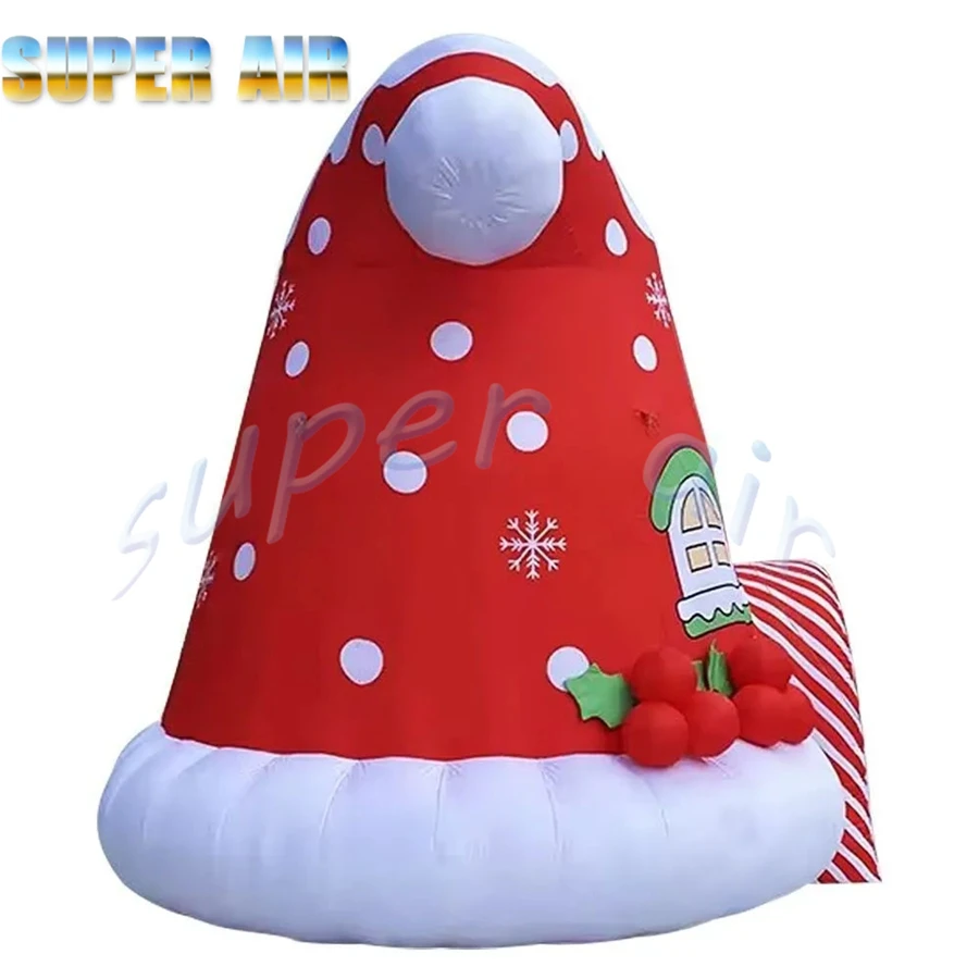 Venta al por mayor de actividades al aire libre, tienda inflable con agujeros de Navidad con forma de sombrero de Papá Noel a la venta