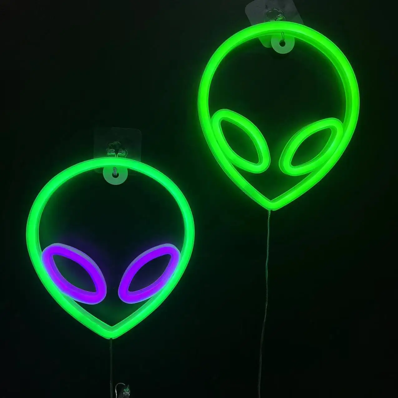 Neon Sign Alien Face Shaped Wall Hanging Lights for Home Game Room Saucerman  Plant LED Night Lamps Xmas Party Holiday Art Decor