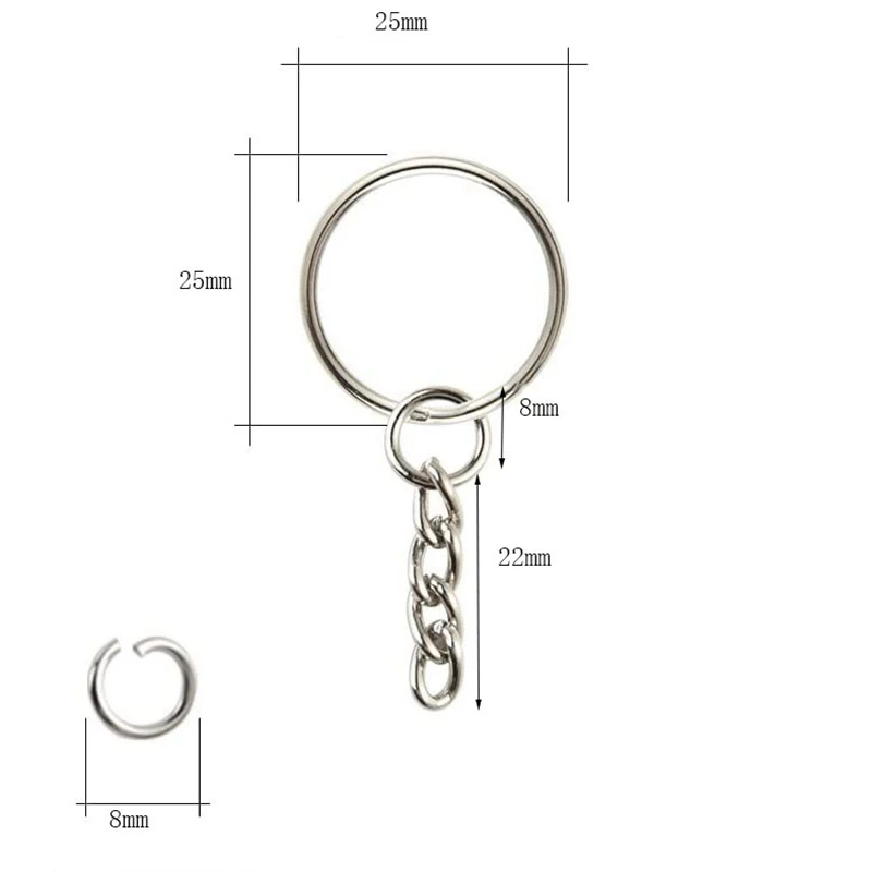 600Pcs Split Key Chain Rings With Chain Silver Key Ring And Open Jump Rings Bulk For Crafts DIY (1 Inch/25Mm)-ABNC