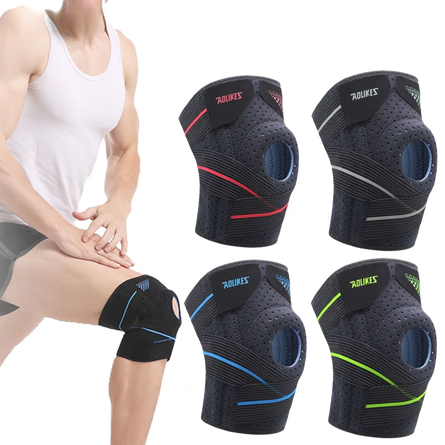 Compression Knee Support Sleeve Protector Elastic Kneepad Brace Springs gym Sports basketball Volleyball Cycling Running