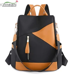 Mochila con bloqueo de Color para mujer, morral informal de nailon de gran capacidad, mochilas escolares de alta calidad para chicas adolescentes, 2022