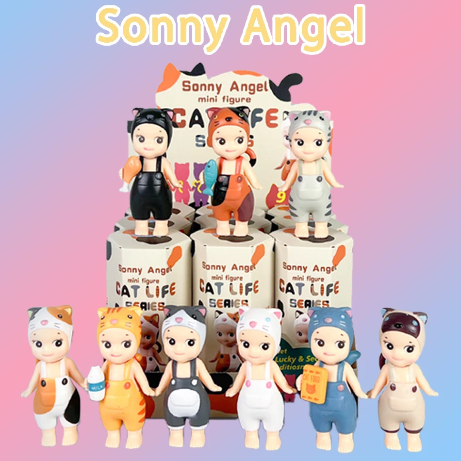 1-9pcs Random Send Cat Blind Box Sonny Angel Cats Life Action Figures Toys Ornaments Dolls For Fans Children Christmas Gifts