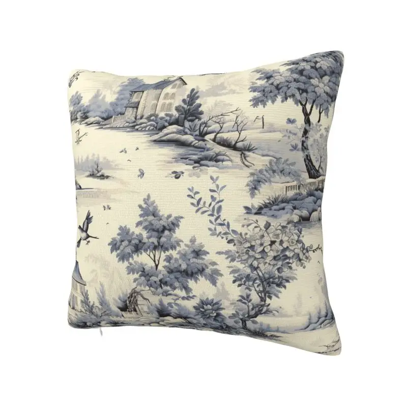 Custom Yellow And White Toile De Jouy Square Pillow Cover Home Decorative Cushions Throw Pillow for Car Double-sided Printing