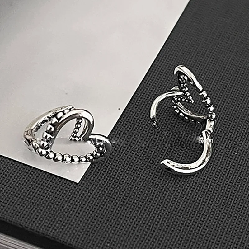 Foxanry Prevent Allergy Hollow LOVE Heart Earrings for Women Fashion Vintage Punk Double-layered Geometric Ear Party Jewelry image 4