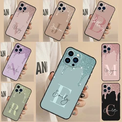 Personalised Name slim liquid glitter Case For iPhone 16 15 12 13 Mini 11 14 Pro Max X XR XS 7 8 14 Plus Cover Coque