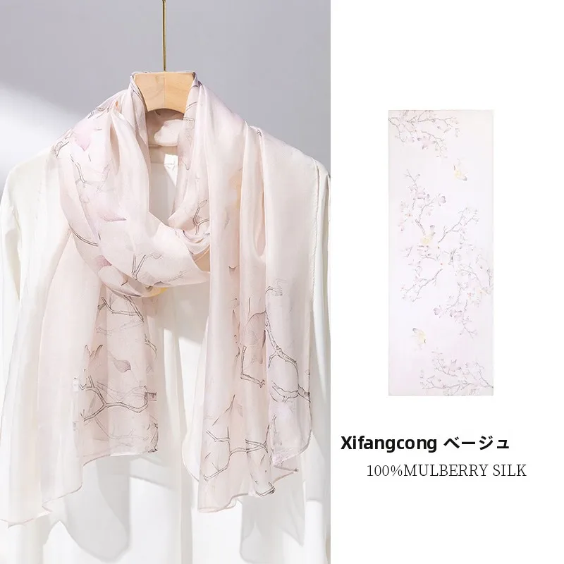 上海ストーリーシルクスカーフ女性用ロングラップショルダー夏冬多機能ファッションアクセサリーエレガントチャイナドレスアウターウェア