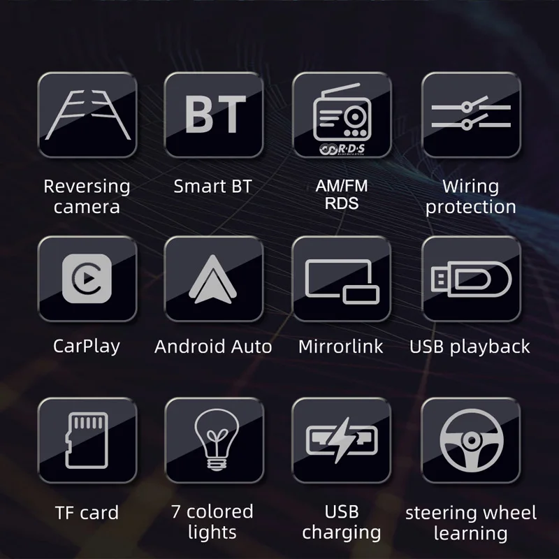 PHYEE 1 Din CarPlay Autoradio مع Android-Auto اللاسلكي، Bluetooth 5.0، RDS FM AM، USB/TF/AUX، وحدة رأس راديو السيارة 4 بوصة F7805WR