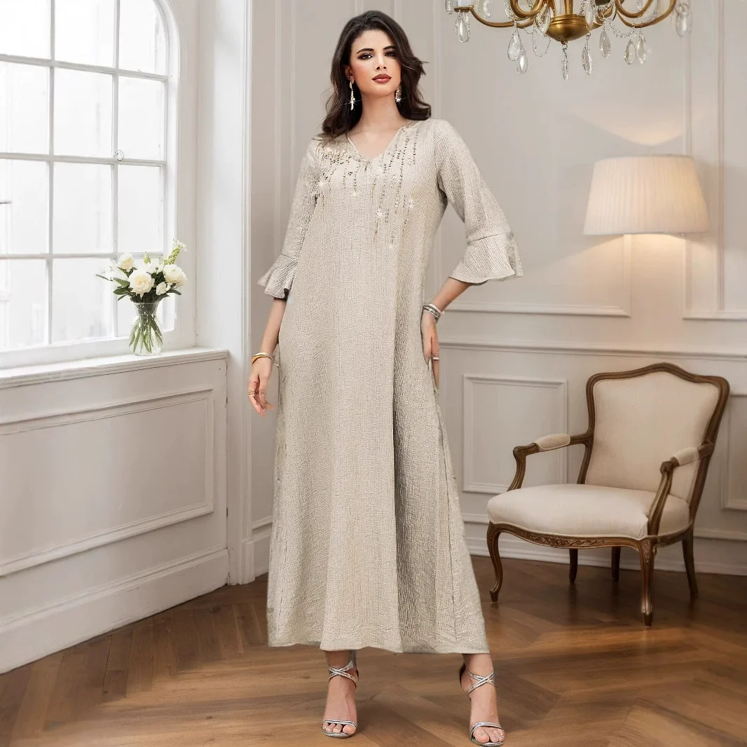 

Middle East Ramadan Moroccan Muslim Forged Face Dress Arab Dubai Dress Luxury Fashion Hot Diamond Evening Robe