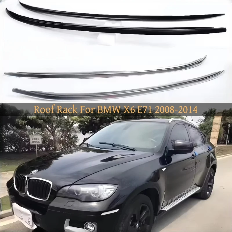 Portaequipajes para BMW X6 E71 2008-2014, portaequipajes, portaequipajes superiores, instalación de pasta de riel, aleación de aluminio de alta calidad