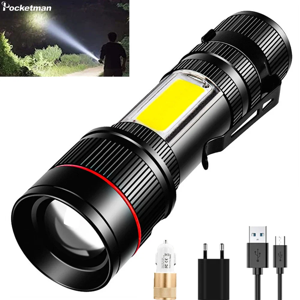 

Portable T Ultra Bright LED Flashlight Waterproof Powerful Military Torch Zoomable 3 Lighting Modes 18650 Battery Outdoor Tools