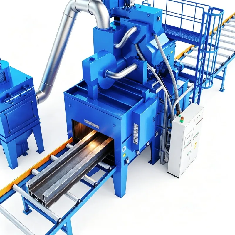 Roller Conveyor Shot Blaster for Steel Pipe Tube Bar, Automatic Through Feed Abrasive Blasting Machine for Metal Derusting, OEM
