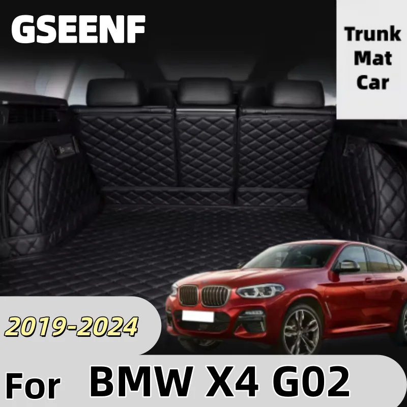 Car Trunk Mat For BMW X4 G02 2019-2024 23 22 21 20 3D High Side Waterproof Liner Cargo Carpet Pad Car Accessories Leather