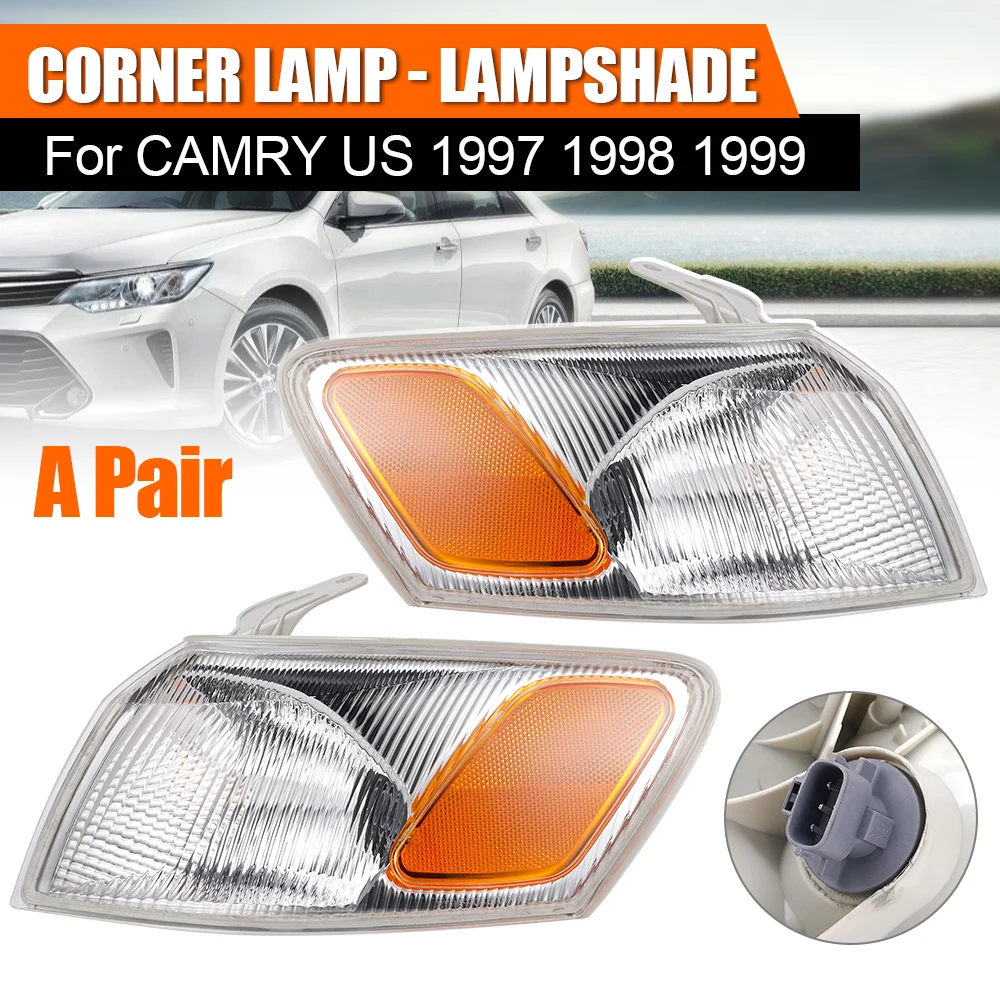 2Pcs Car Corner Lamps Lenses For Camry US 1997 1998 1999 Marker Turn Signal Light Shade Plastic Parking Headlight Cover Kits