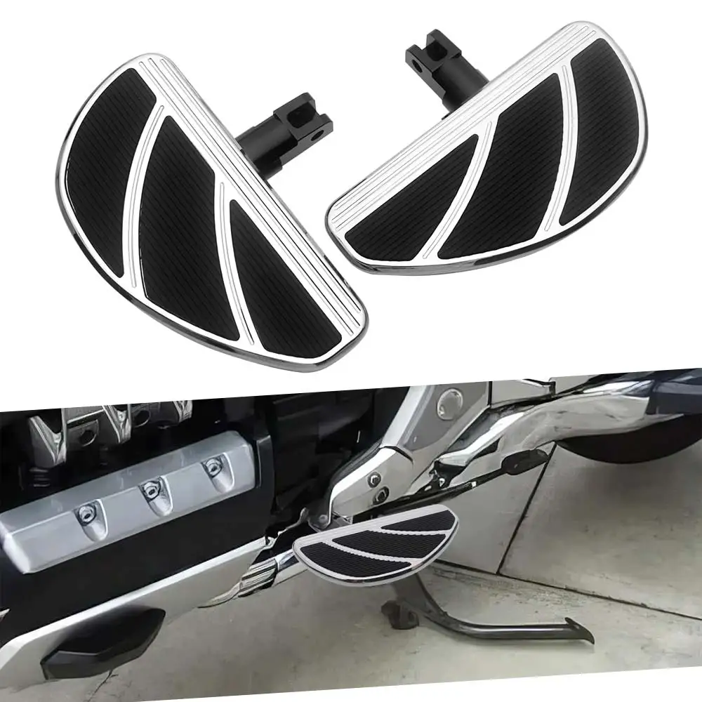 Chrome 2Pcs Front Rider Footboard Foot Rest Pegs Pedal Fits For Honda Gold Wing GL1800 GL1800A GL1800P F6B Tour Trike 2001-2026