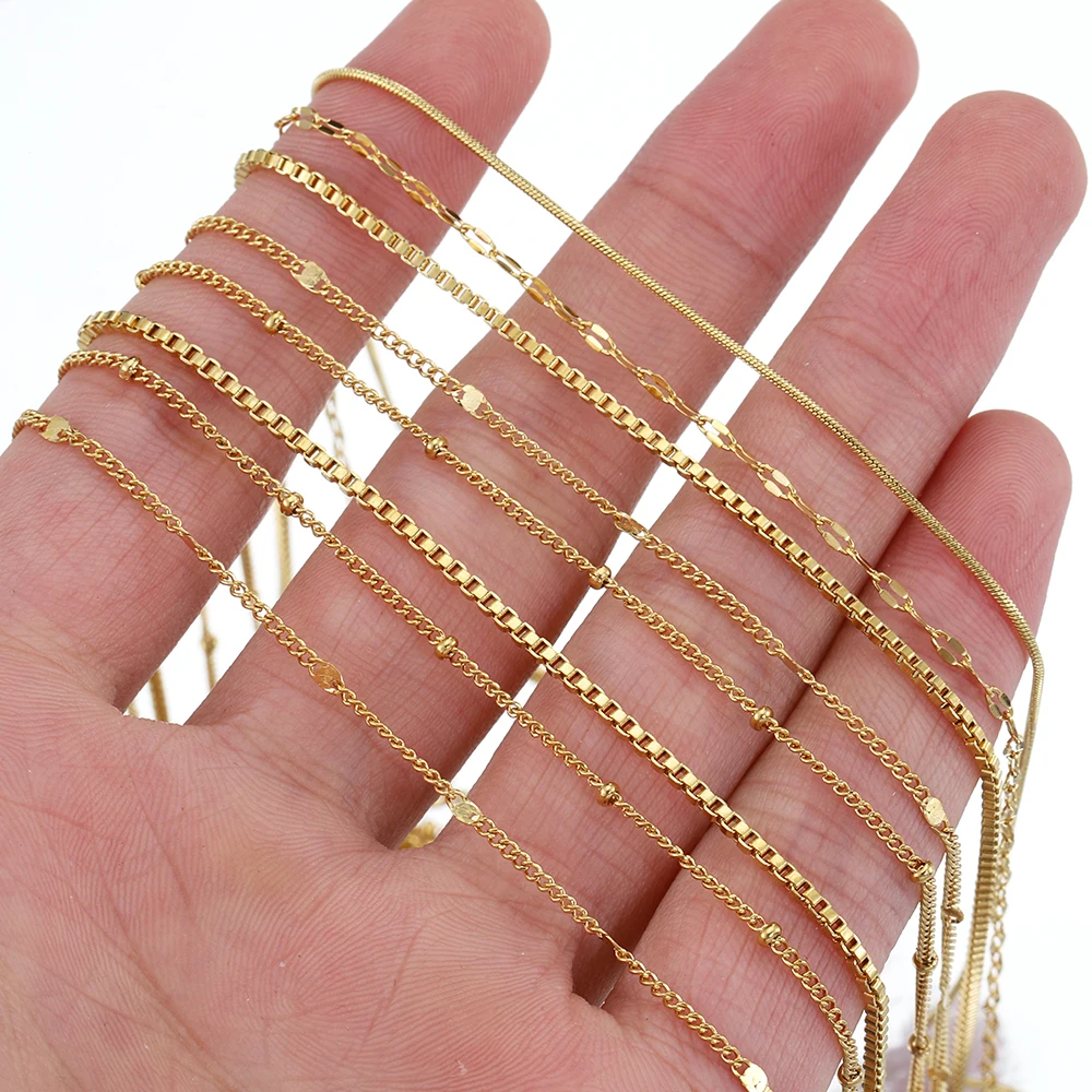 5 Stück 45cm+5cm Kette mit Karabinerverschlüssen, Edelstahl-Perlenkette, Halsketten-Basisketten für DIY-Schmuckherstellung, kein Verblassen – Detail 7