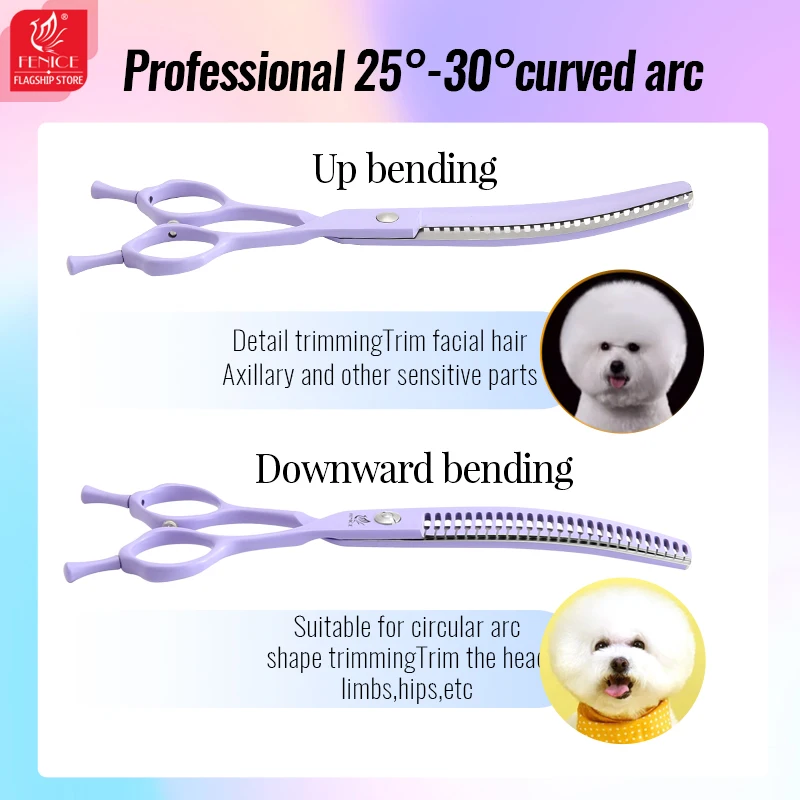 Imagem -04 - Fenice Professional Steel Grooming Scissors Curvo Chunker Shears Dog Beauty Tools Jp440c 65 70 75