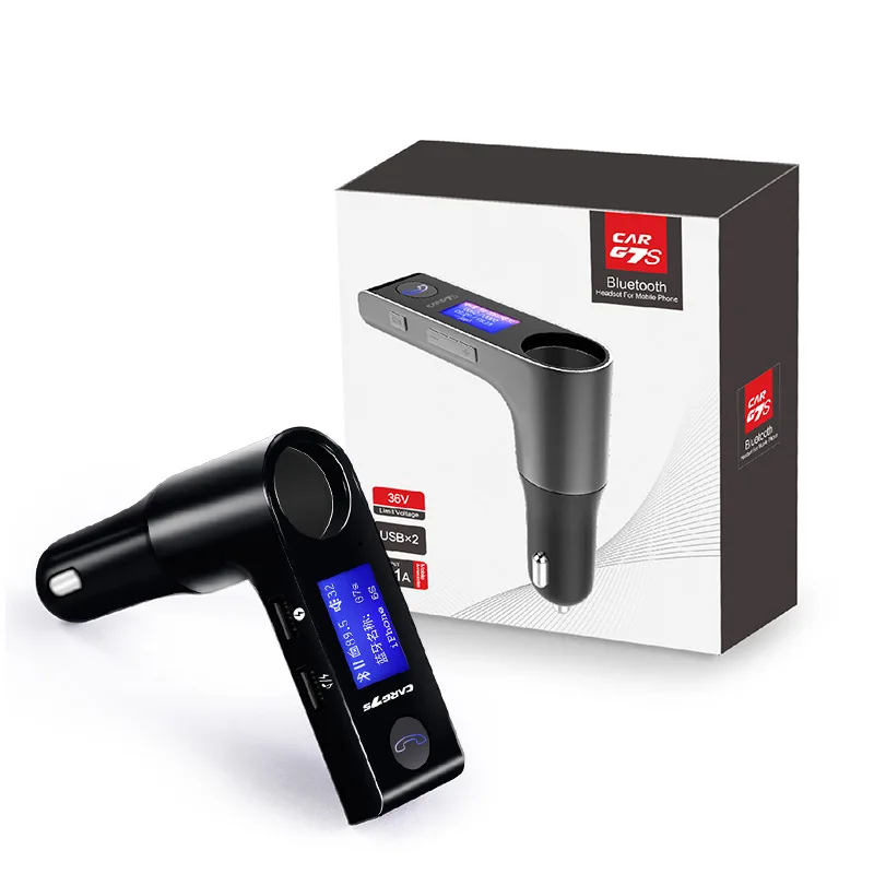 Car Bluetooth with Cigarette Lighter Expansion Display Screen Rotatable G7S Car Bluetooth Mp3 Car Player
