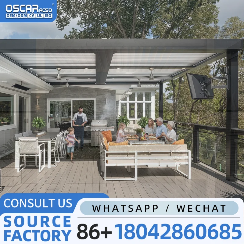 Outdoor Louvered Roof Sun Shade Aluminum Pergola Gazebo with Zip Screen for Gardens Patios Backyards pergola