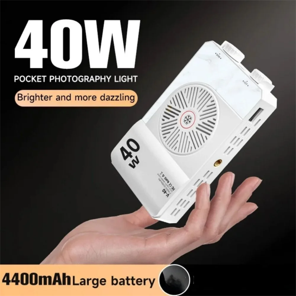 40W RGB LED Camera Light 2800-9000K 4400mAh Battery Pocket Photography Light 3 Color Light High Power Mini LED Video Lamp