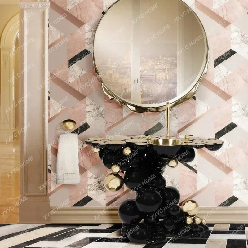 

.ss D итальянский легкий роскошный умывальник из нержавеющей стали, встроенный пузырьковый стол для мытья лица, бытовой