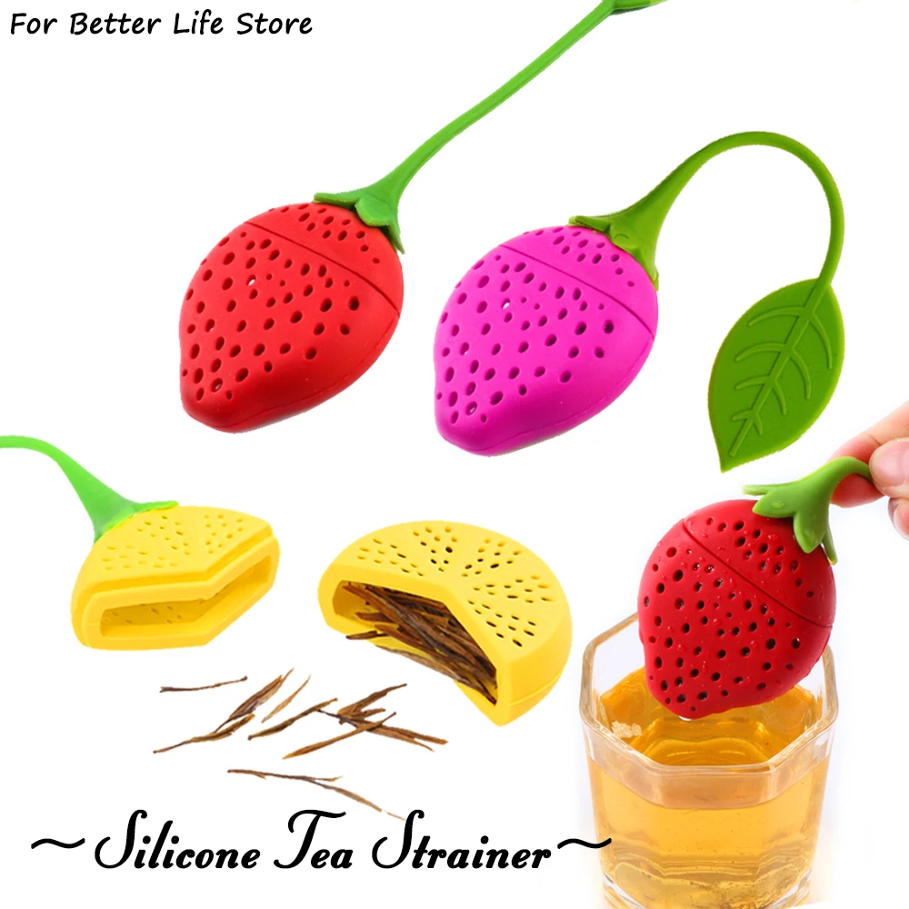 

1PC 15G Soft Silicone Tea Strainer Strawberry Lemon Infuser Leaf Filter Teapot Accessory Gadget Thermostability Washable