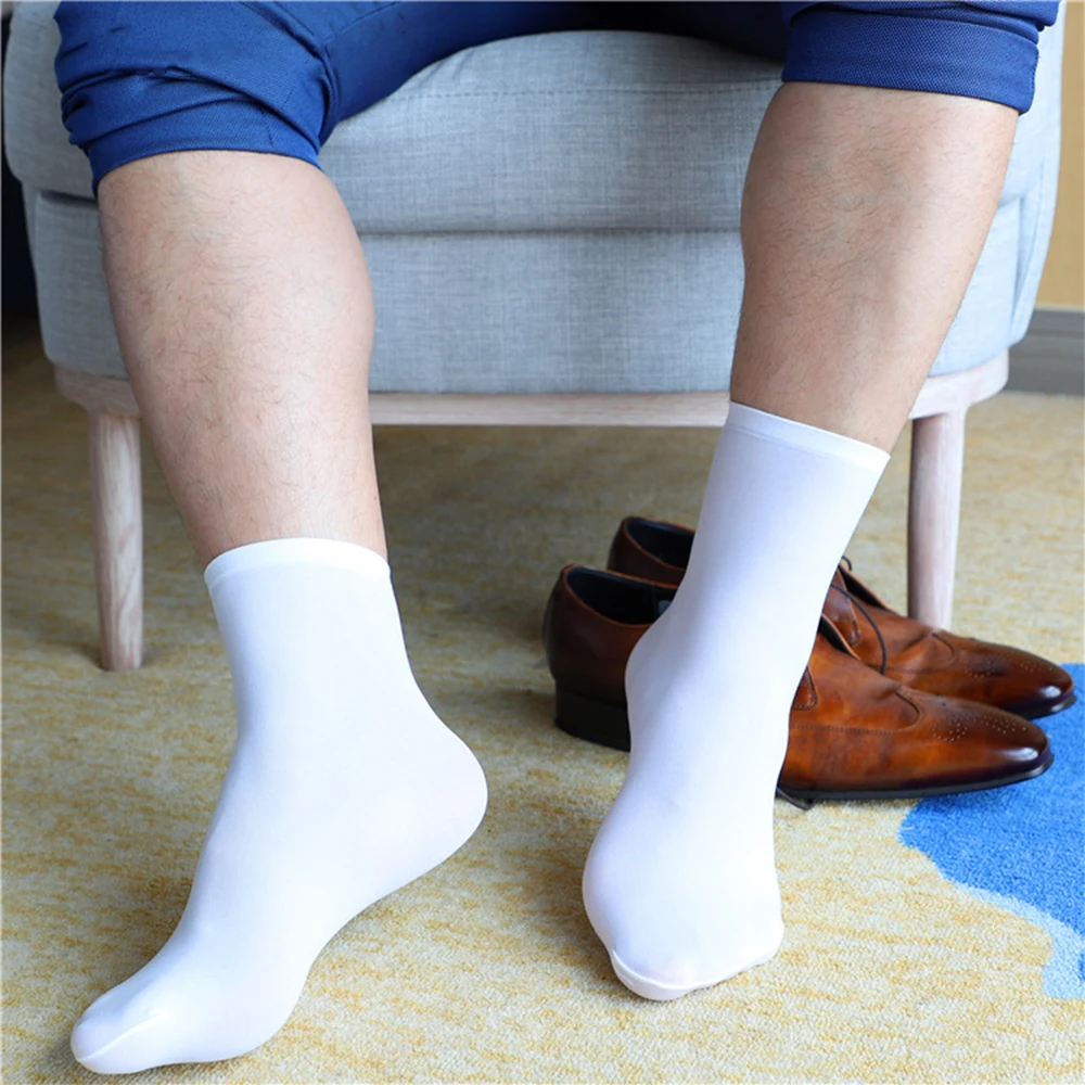 New Men Unisex Thick Socks Short Elastic Ultra-Thin Silky Silk Stockings Business Dress Stockings Casual Short Silk Men\'s Socks