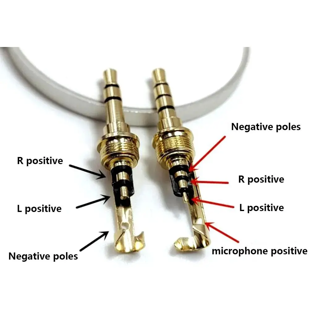 Audio Plug 4 Pole Headphones Audio Jack DIY Replacement 3.5mm Stereo Plug Metal Headphone Plug Connector