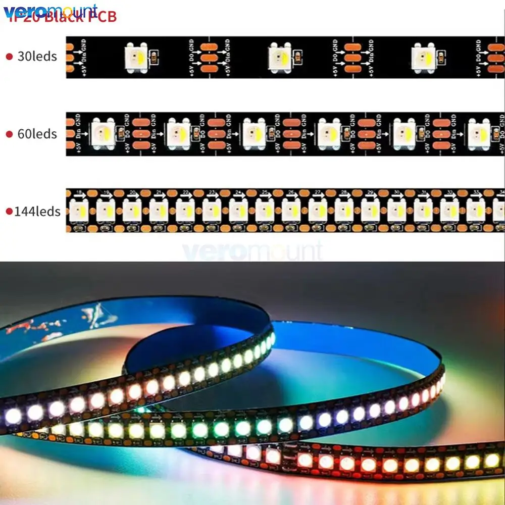 DC5V SK6812 RGBW Pixel LED Strip Light 4 in 1 RGBWW Similar WS2812B 30/60/144Leds/Pixels/m Individual Addressable IP20/IP65/IP67