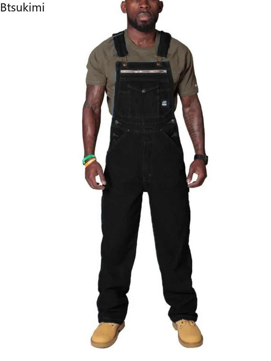 2024 Men's Cargo Trousers Solid Jeans Overalls for Men Fashion Denim Jumpsuits Oversized Pants Clothing Full Length Tracksuit