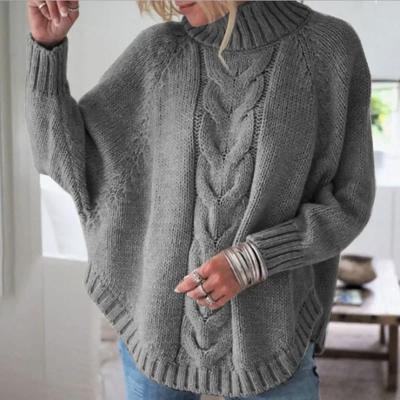 Fashionistas Attention: Cable Knit Batwing Sweater with Oversized Fit