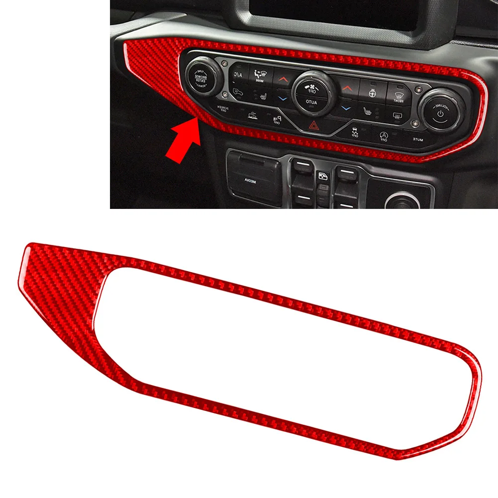 Right Interior Accessories Cover Trim AC Climate Control 1Pc For Jeep Gladiator JT 2020-2023 Carbon Epoxy Coating Soft Red