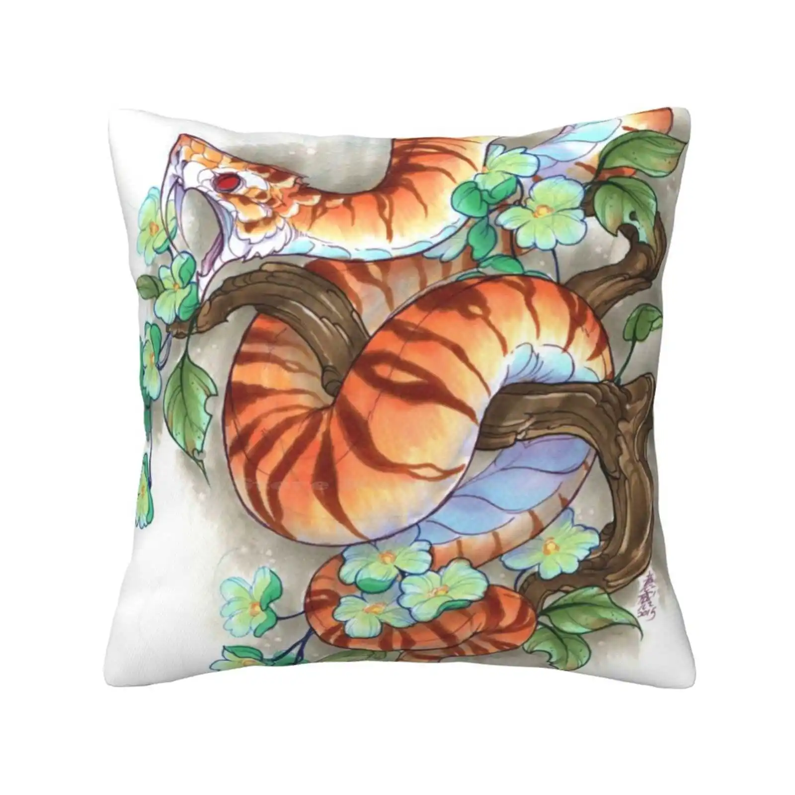 Tiger Snake Pillows Case Bedroom Home Decoration Tattoo Design Tiger Snake Copic Marker Original Artwork