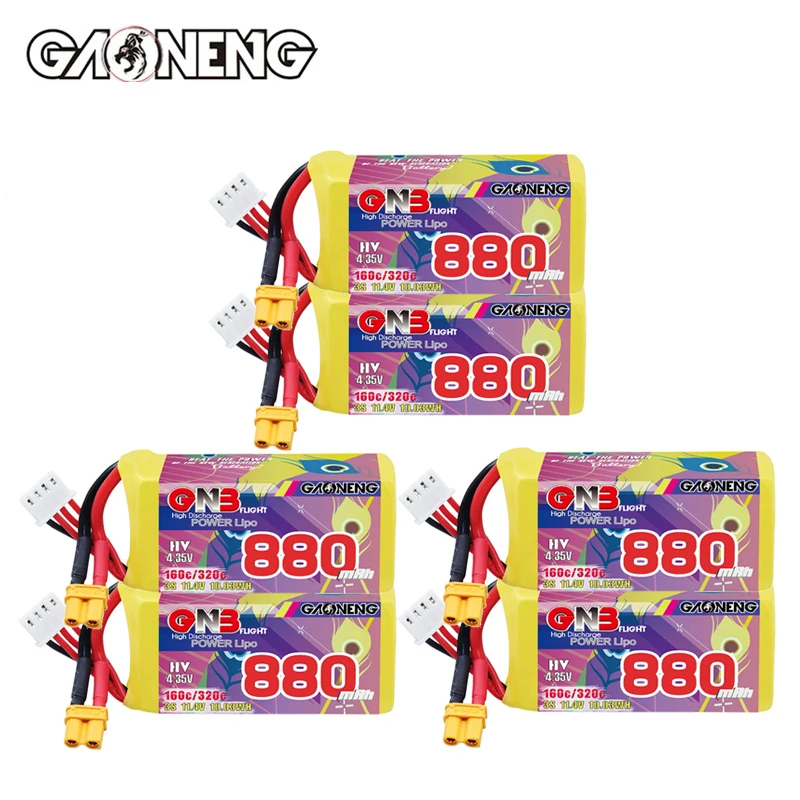 GNB 3S 11.4V 880mAh FPV Drone Lipo Battery 160C/320C With XT30 Plug for RC FPV Quadcopter Helicopte Airplane RC Battery Parts