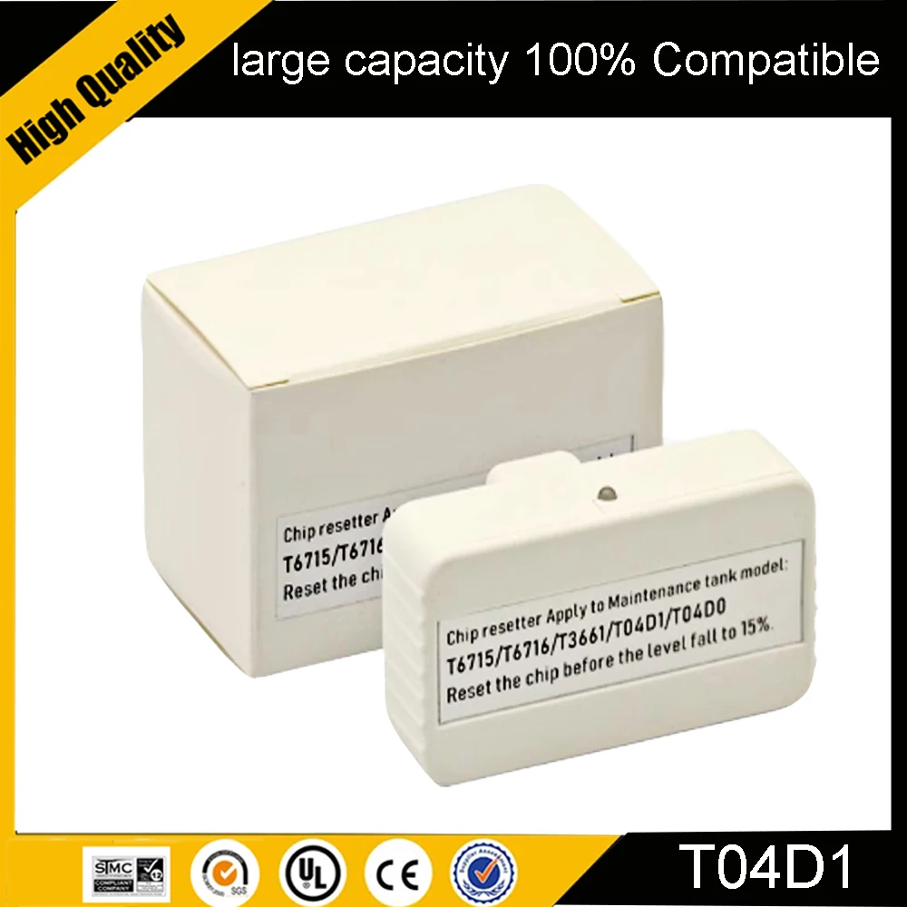 Reseteador de chip del tanque de mantenimiento T04D1 para impresoras Epson L6490 L14150 L6270 M1180 M3180 WF-2860 WF-2865 WF-2861 XP-5105 XP-5100