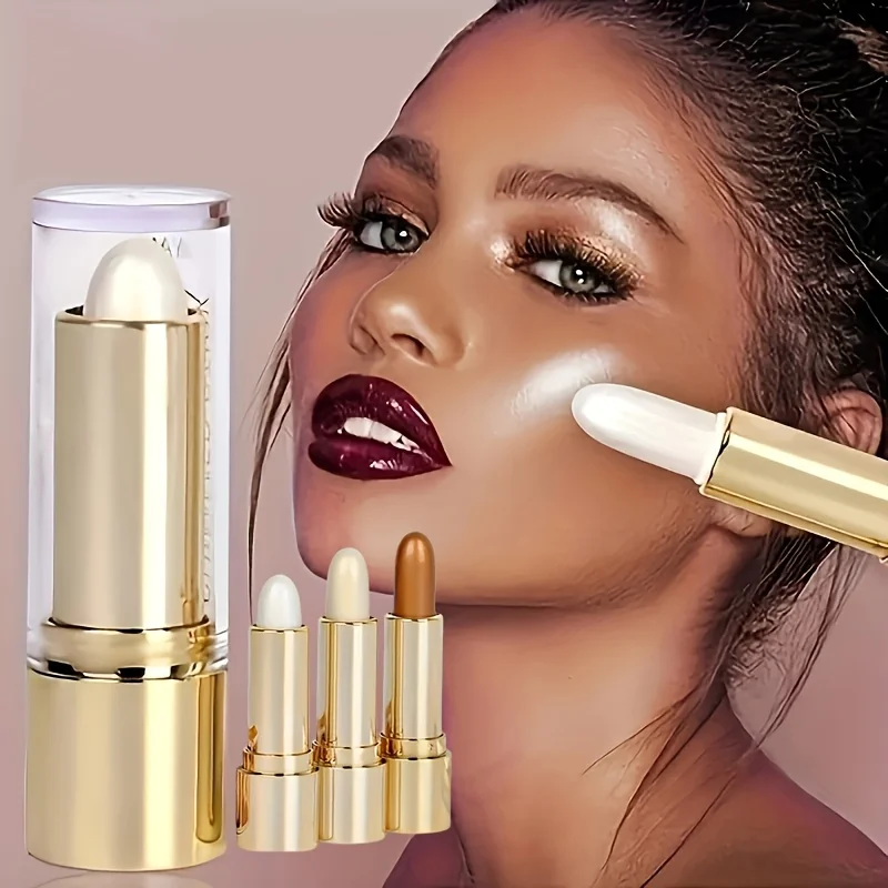 1 قطعة/3 قطعة/تسليط الضوء على وعصا كونتور ، الجانب الظل الوجه المخفي هيغليغتر عصا ، أنبوب ذهبي اللؤلؤ متلألئ المخفي عصا