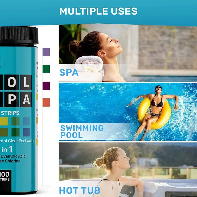 Strisce reattive Spa strisce Spa e piscina per acqua salata 100 strisce Kit per Test di durezza dell'acqua Tester di PH ad alta precisione per sale di cloro
