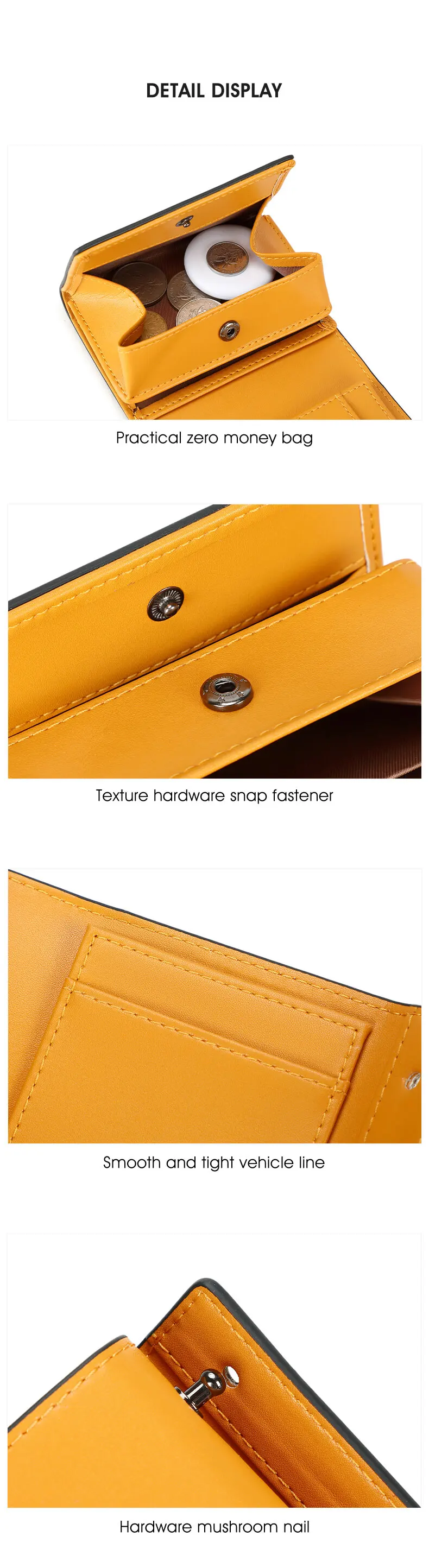 MIYIN Minimalistischer Mikrofaser Dreifach Gefalteter Großer Kreditkartenhalter für Damen / Hochwertige Herren Kurze Geldbörse / Münzbörse Unisex – Detail 9