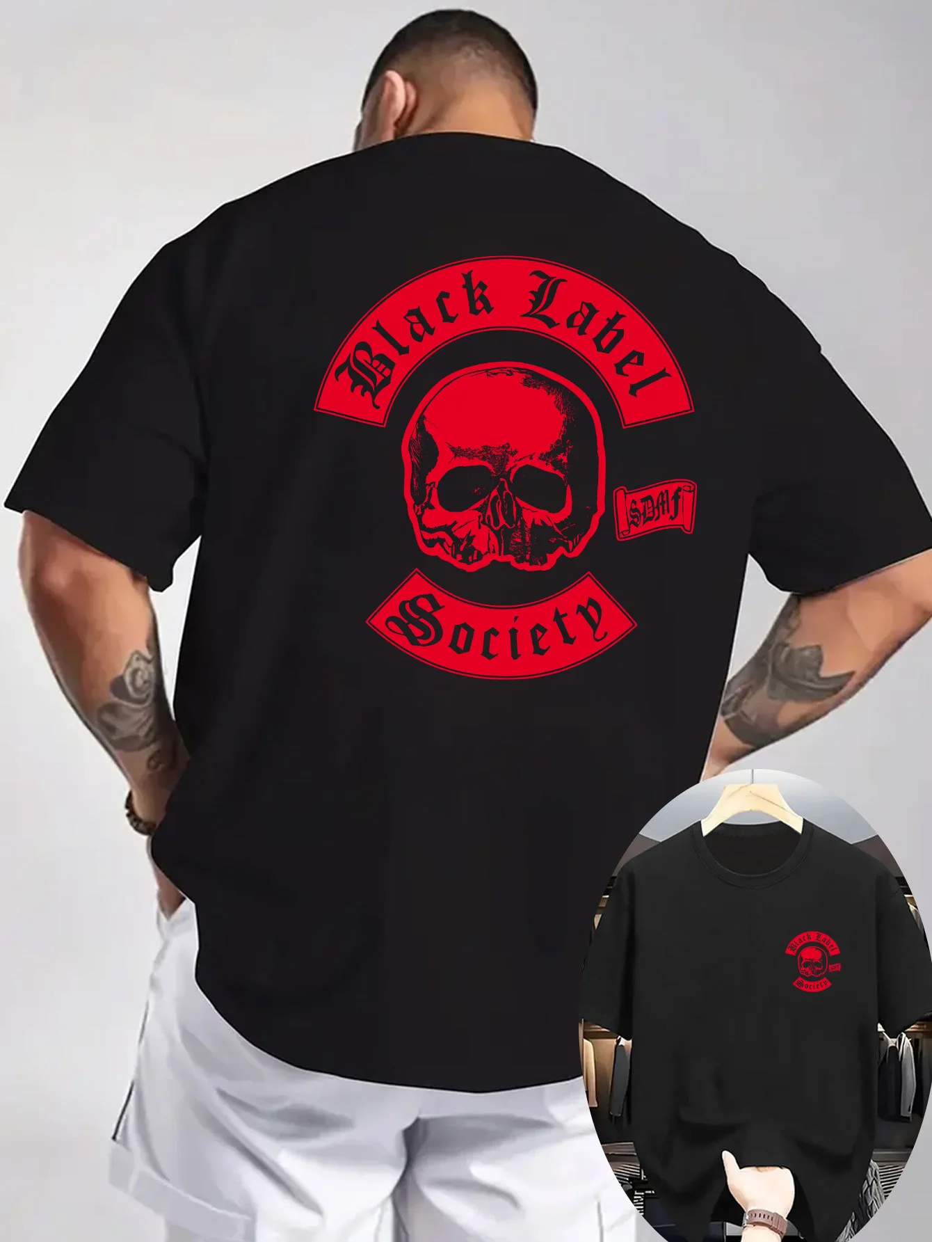 Black Label Society Skull Design Graphic T-Shirt 100% Cotton O-Neck Short Sleeve Summer Casual Mens T-shirt Streetwear